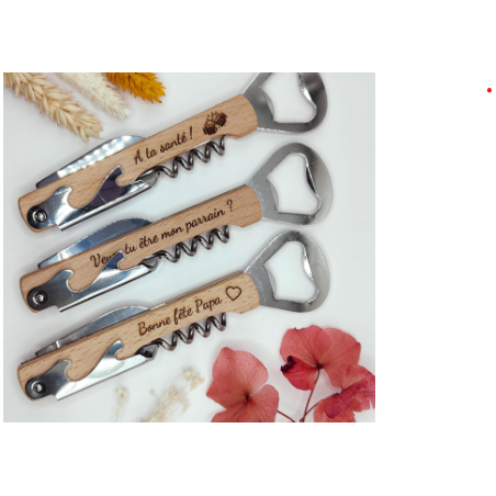 Décapsuleur bois personnalisé – Tire-bouchon gravé – Cadeau homme