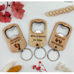 Porte-clés bois personnalisé – Décapsuleur gravé – Cadeau original