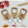 Porte-clés bois personnalisé – Décapsuleur gravé – Cadeau original
