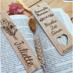 Marque-page bois personnalisé – Cadeau maman, maîtresse, grand-mère