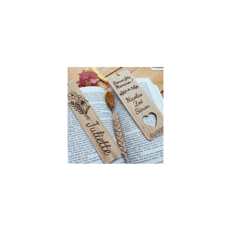 Marque-page bois personnalisé – Cadeau maman, maîtresse, grand-mère