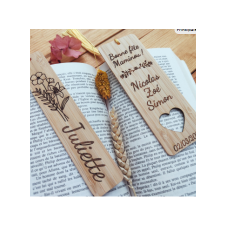 Marque-page bois personnalisé – Cadeau maman, maîtresse, grand-mère