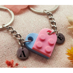 Porte-clés LEGO cœur personnalisé – Cadeau Saint-Valentin gravé