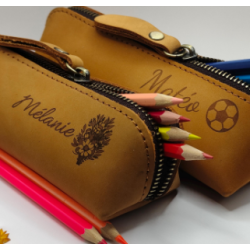 Trousse scolaire personnalisable – en Cuir - Gravure laser