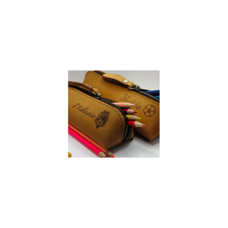 Trousse scolaire personnalisable – en Cuir - Gravure laser
