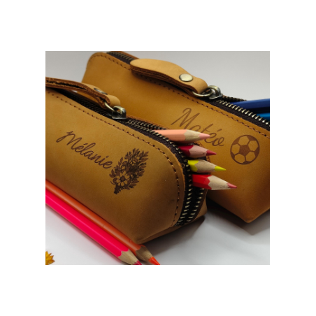Trousse scolaire personnalisable – en Cuir - Gravure laser