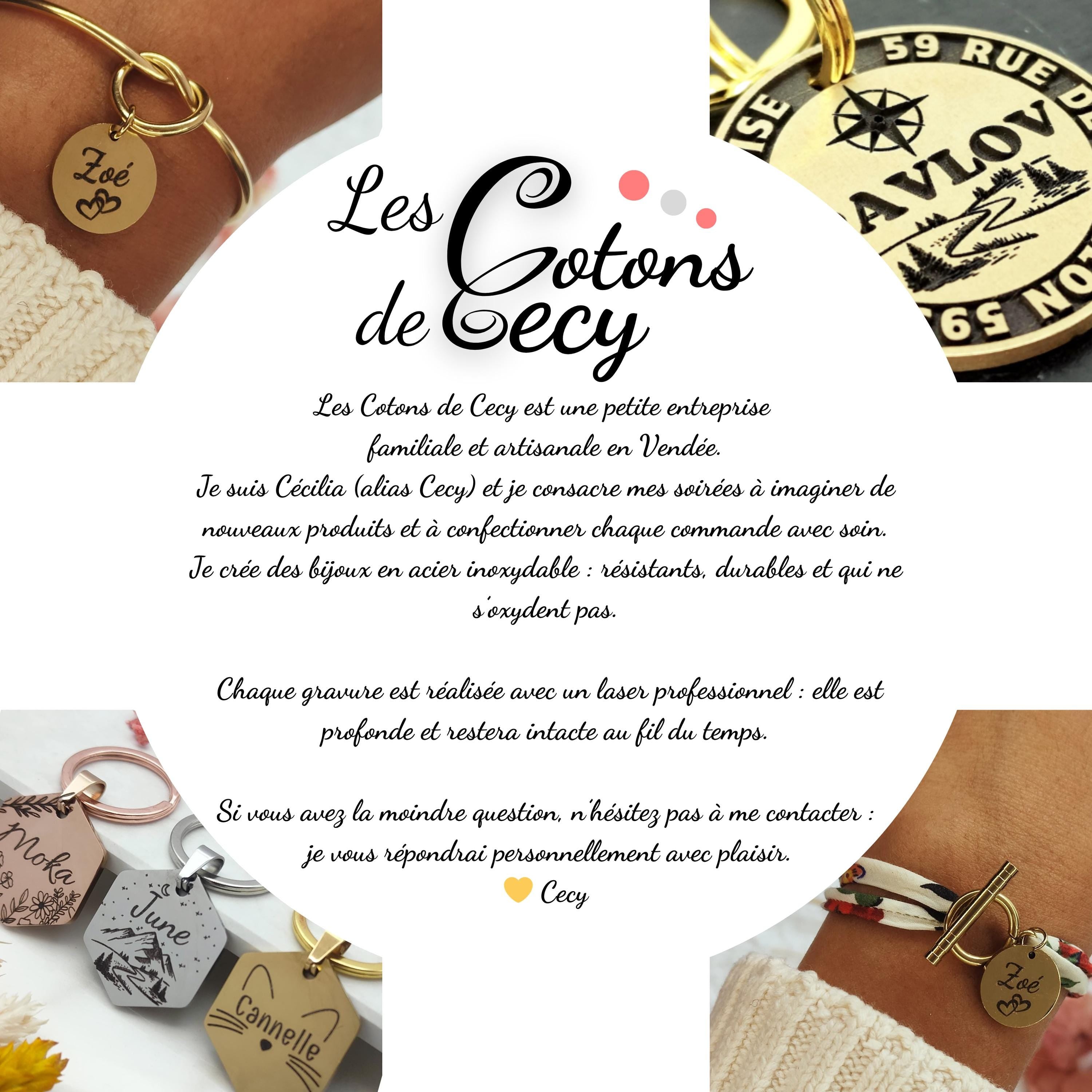 Bracelet jonc personnalisé avec médaille à graver - Cadeau idéal pour femme, anniversaire, noël - Cadeau personnalisé