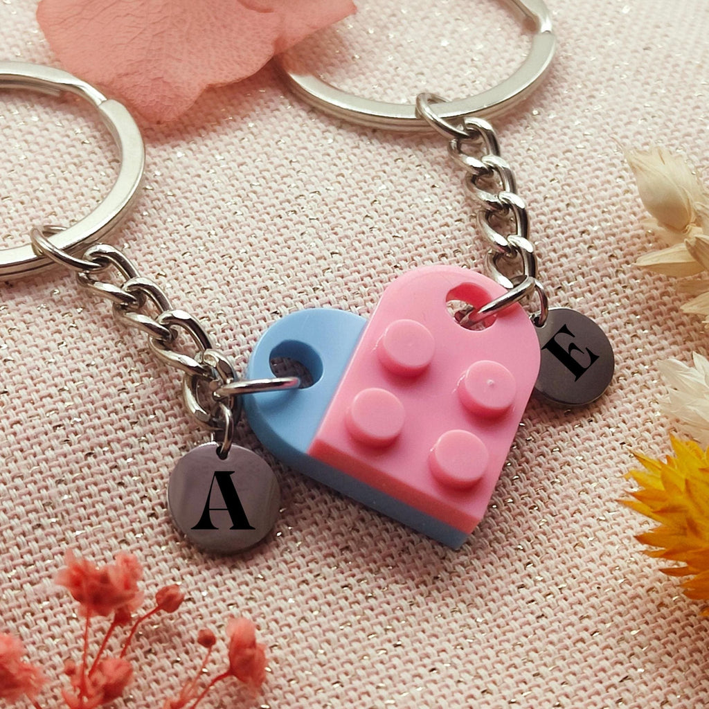 Porte-clés personnalisé en forme de cœur – Couple, idée Saint-Valentin