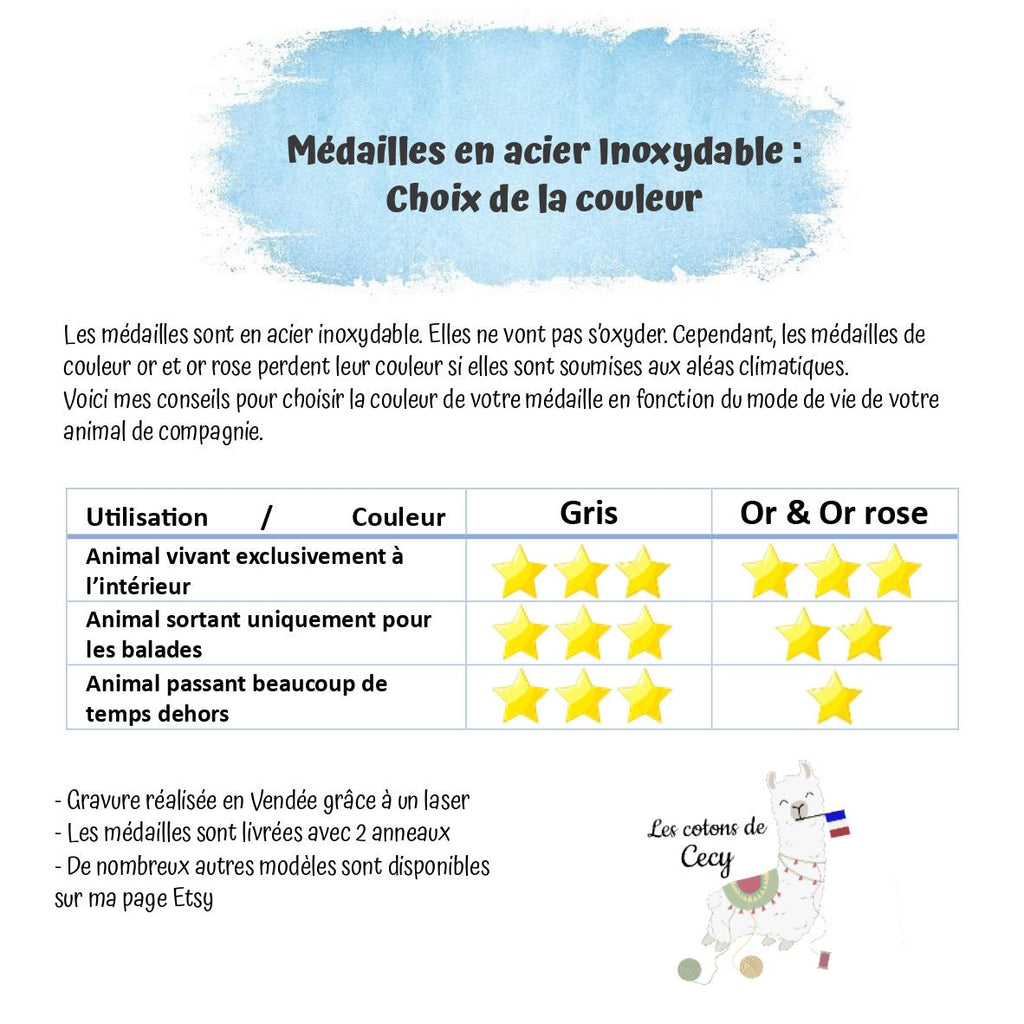 Médaille pour chien ou chat personnalisée – gravure précise réalisée au laser - Médaille de qualité en inox pour une longue durée de vie