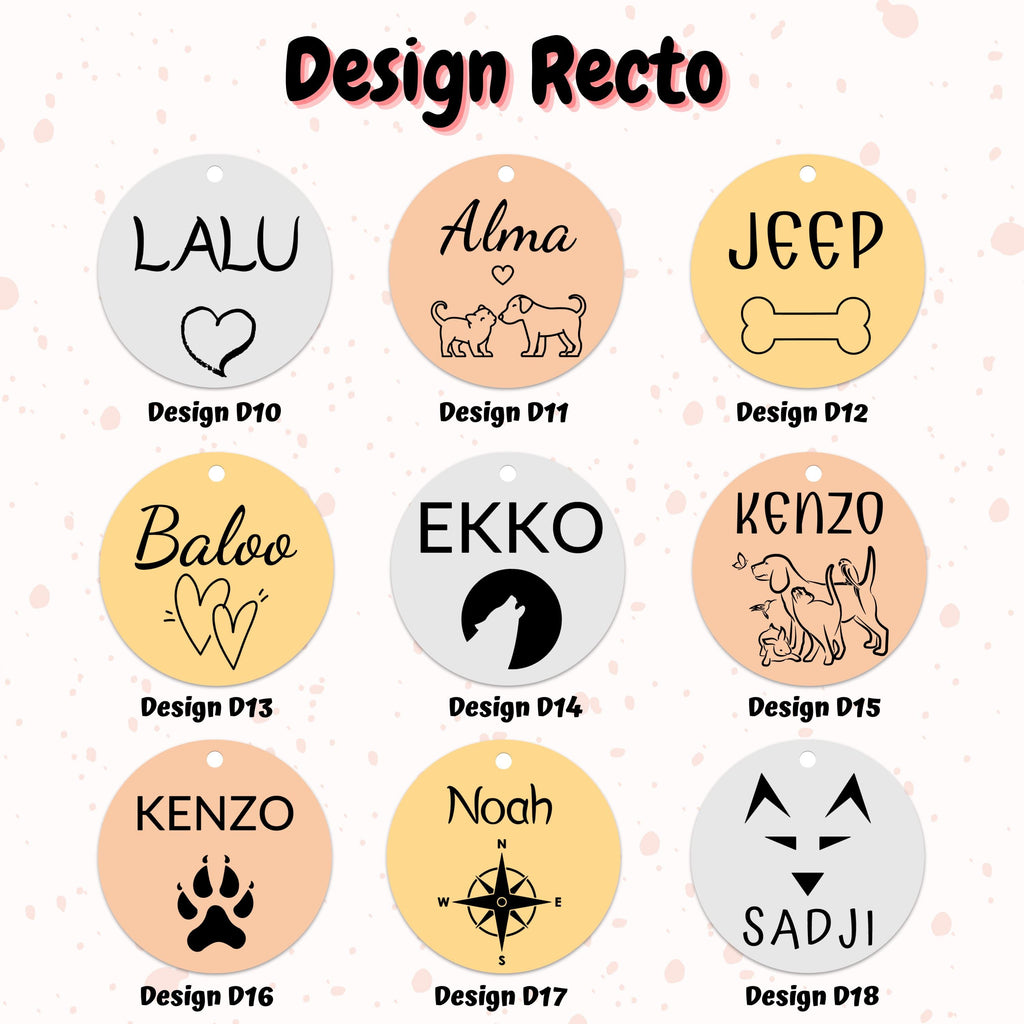 médaille d'identification pour chien et chat, avec numéro de téléphone. Médaille en acier inoxydable. Médaillon personnalisé par gravure.