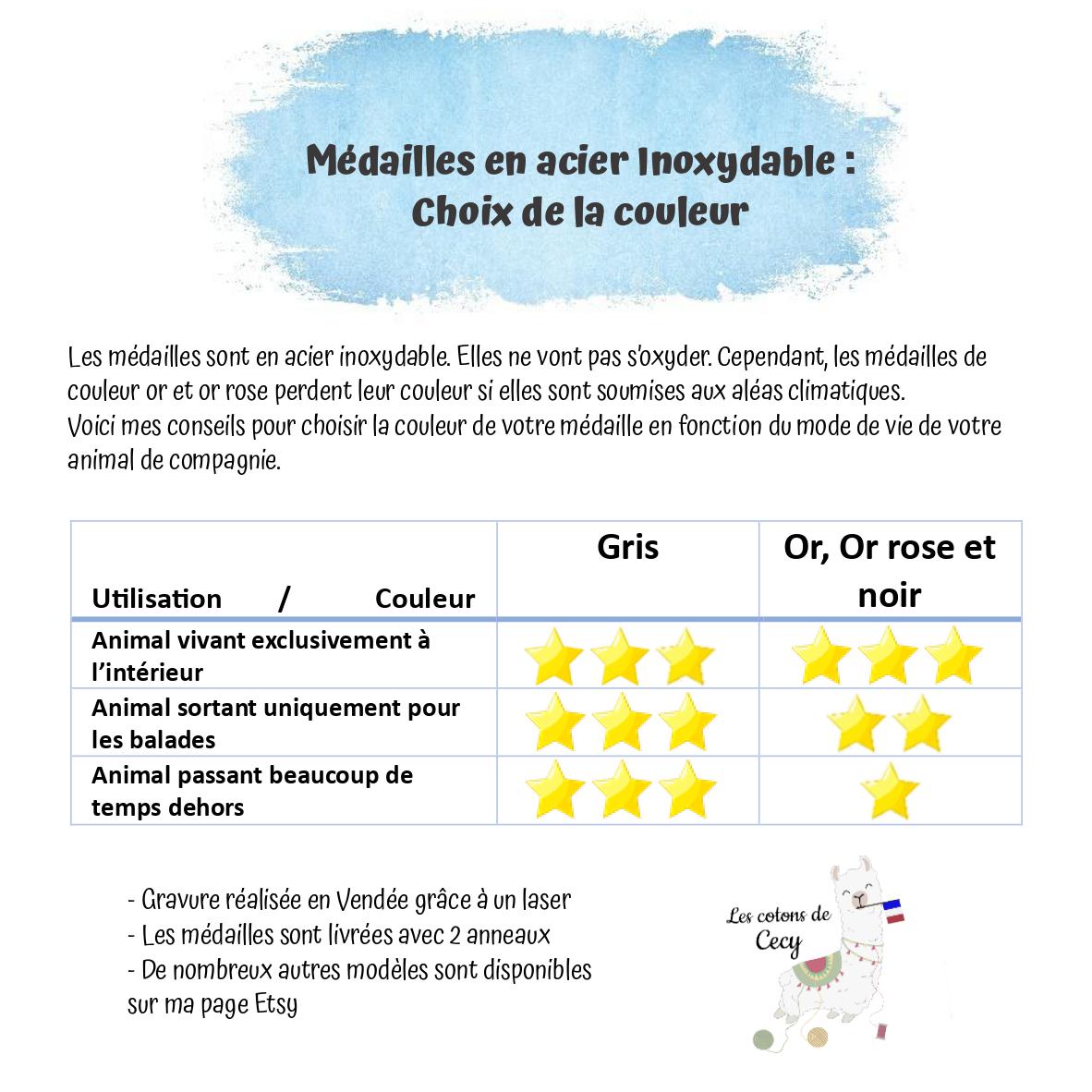 Médaille personnalisée pour chien en forme d'os / Médaille de qualité en inox / Gravure réalisée en France