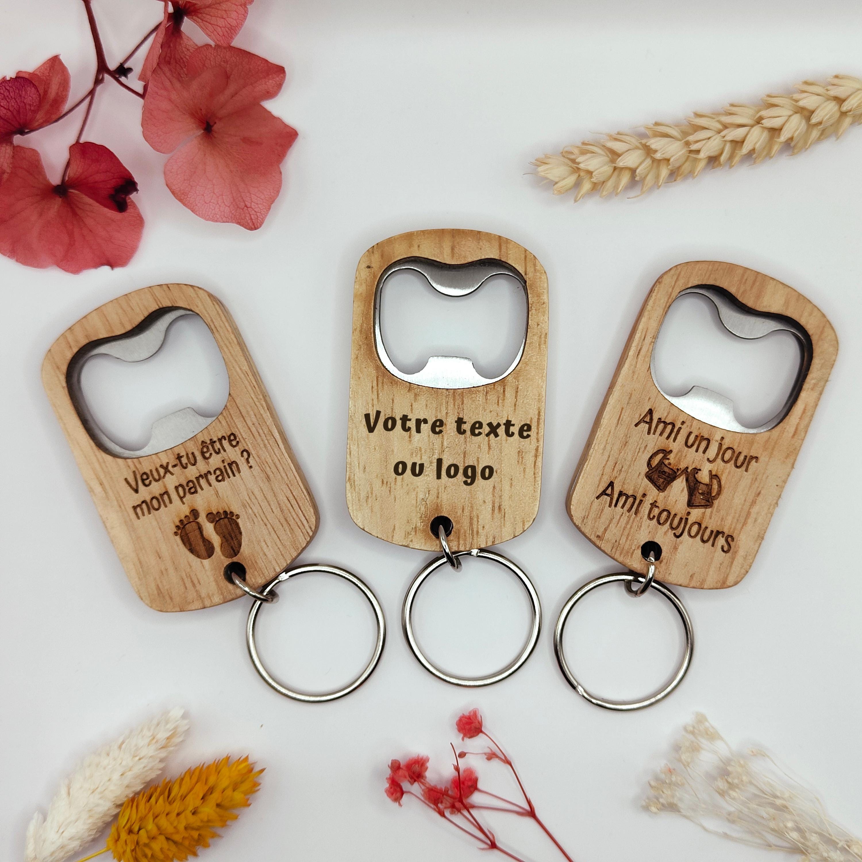 Porte clé en bois personnalisé, décapsuleur personnalisé, porte clés personnalisable, porte-clés, cadeau personnalisé - Cadeau Noël idéal