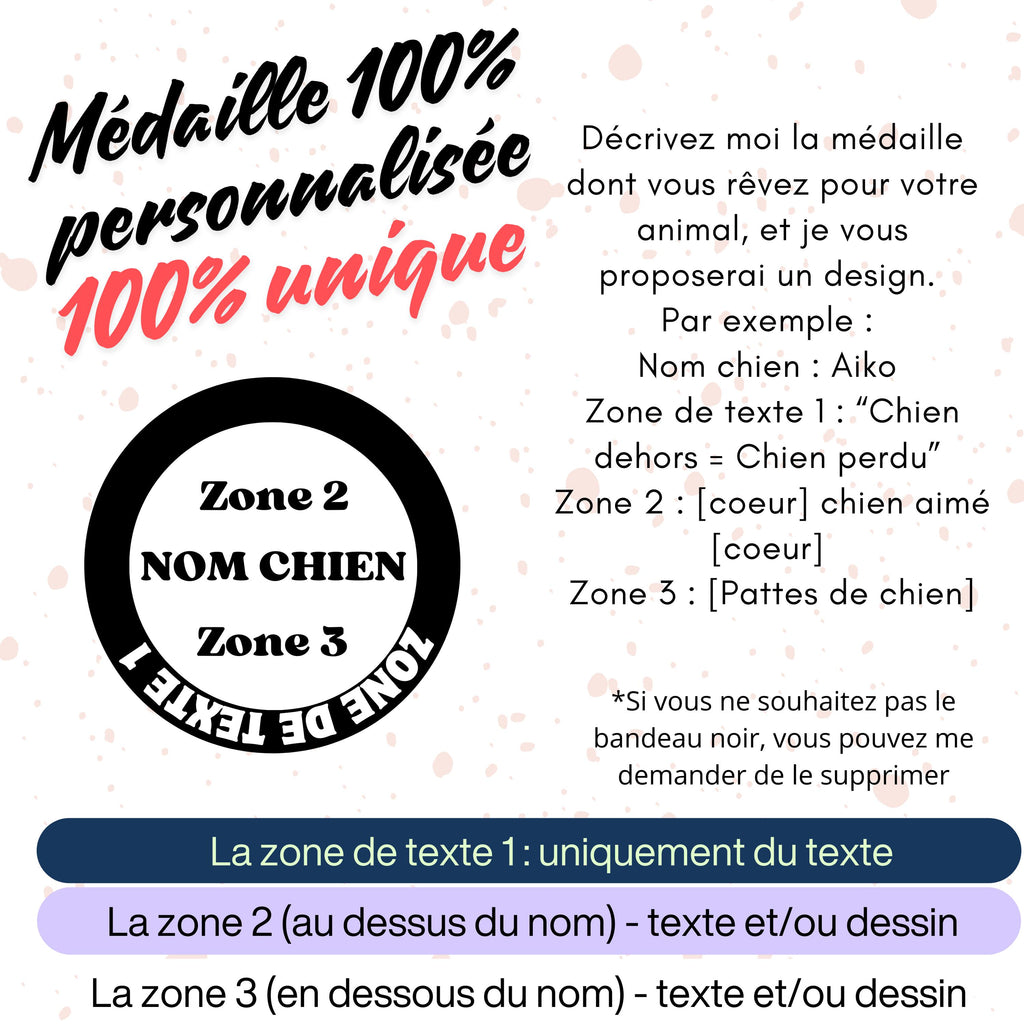 Médaille en laiton massif  pour chien ou chat - Gravure profonde de qualité