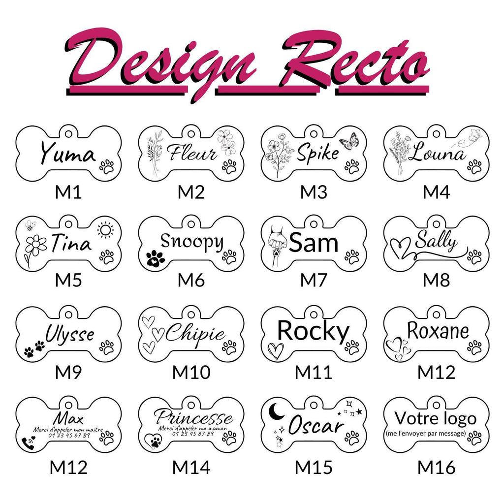 Médaille personnalisée pour chien en forme d'os / Médaille de qualité en inox / Gravure réalisée en France