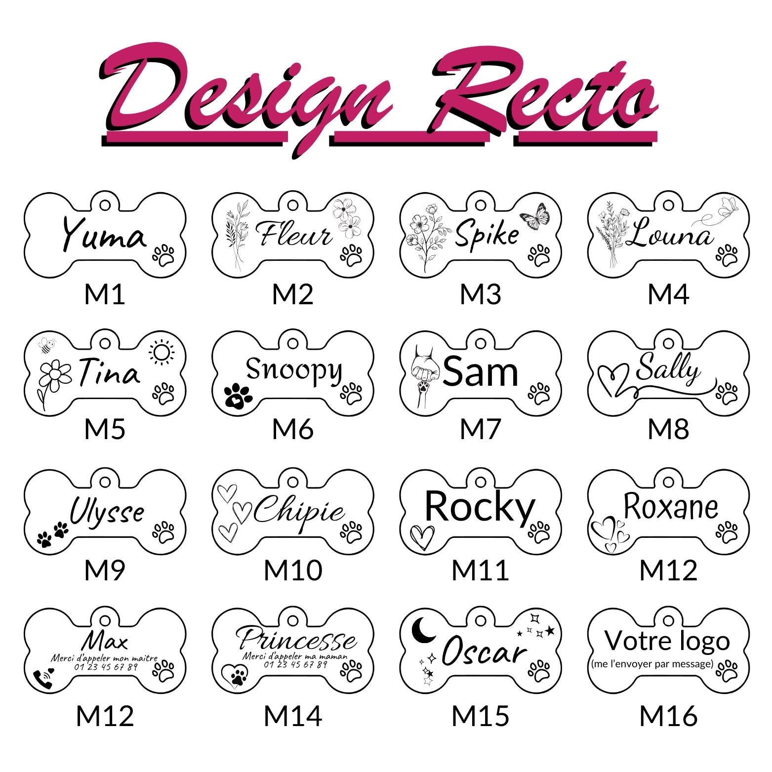 Médaille personnalisée pour chien en forme d'os / Médaille de qualité en inox / Gravure réalisée en France