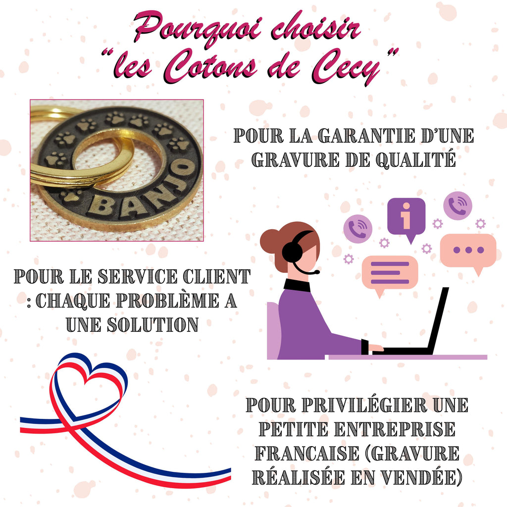 Médaille pour chien ou chat en laiton massif en forme de rondelle / médaille de qualité avec une gravure profonde