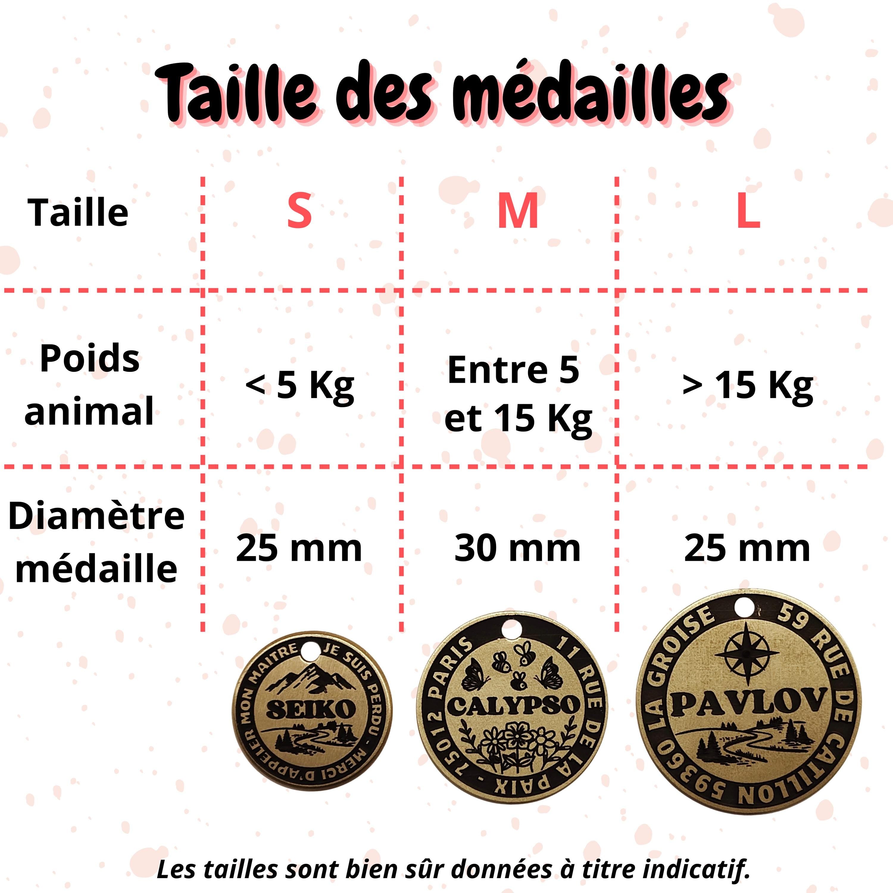 Médaille personnalisée en laiton pour chien et chat - Médaille de qualité personnalisable avec une gravure profonde - Cadeau chien et chat