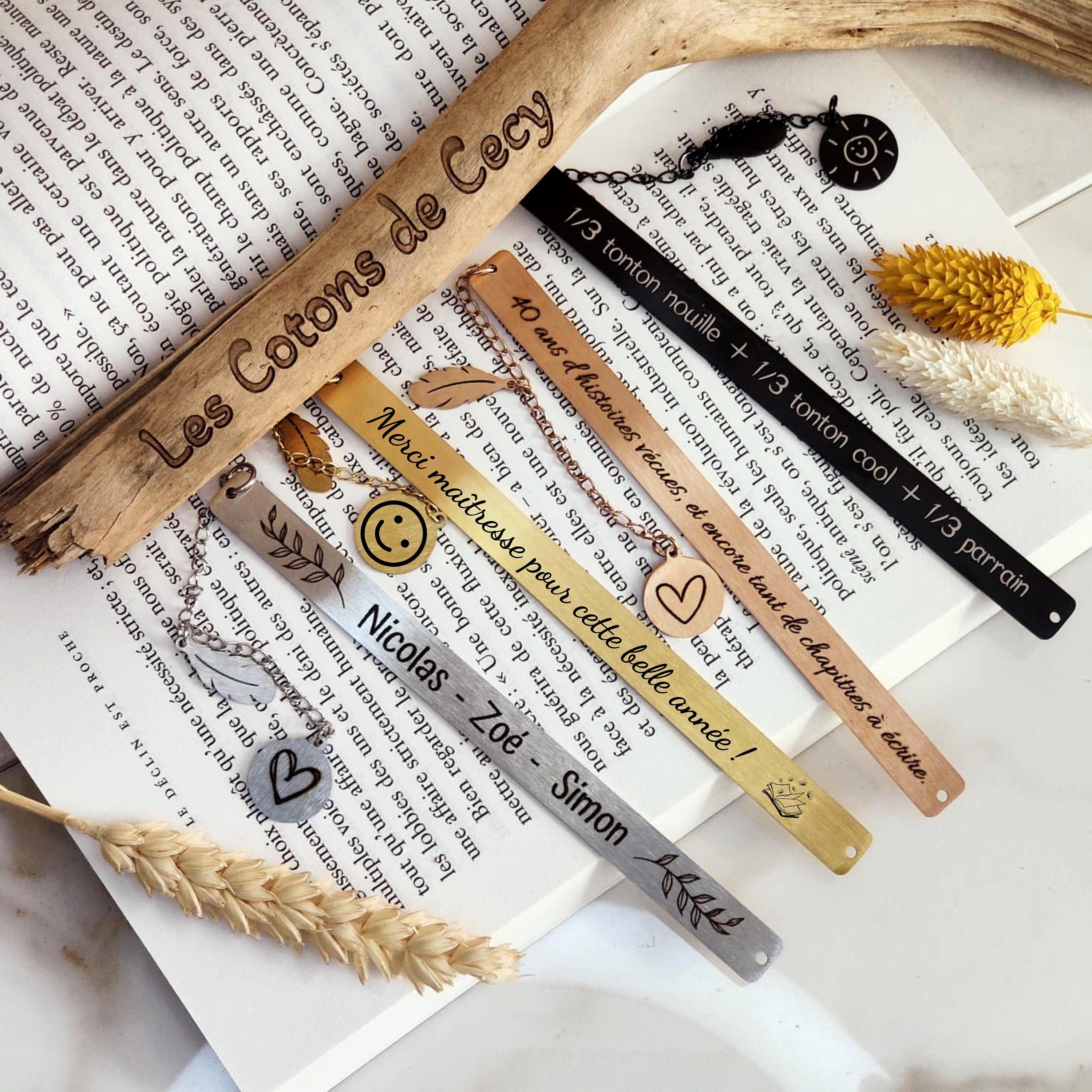 Marque-page personnalisé en métal gravé - Cadeau lecture idéal pour la Fête des Mères