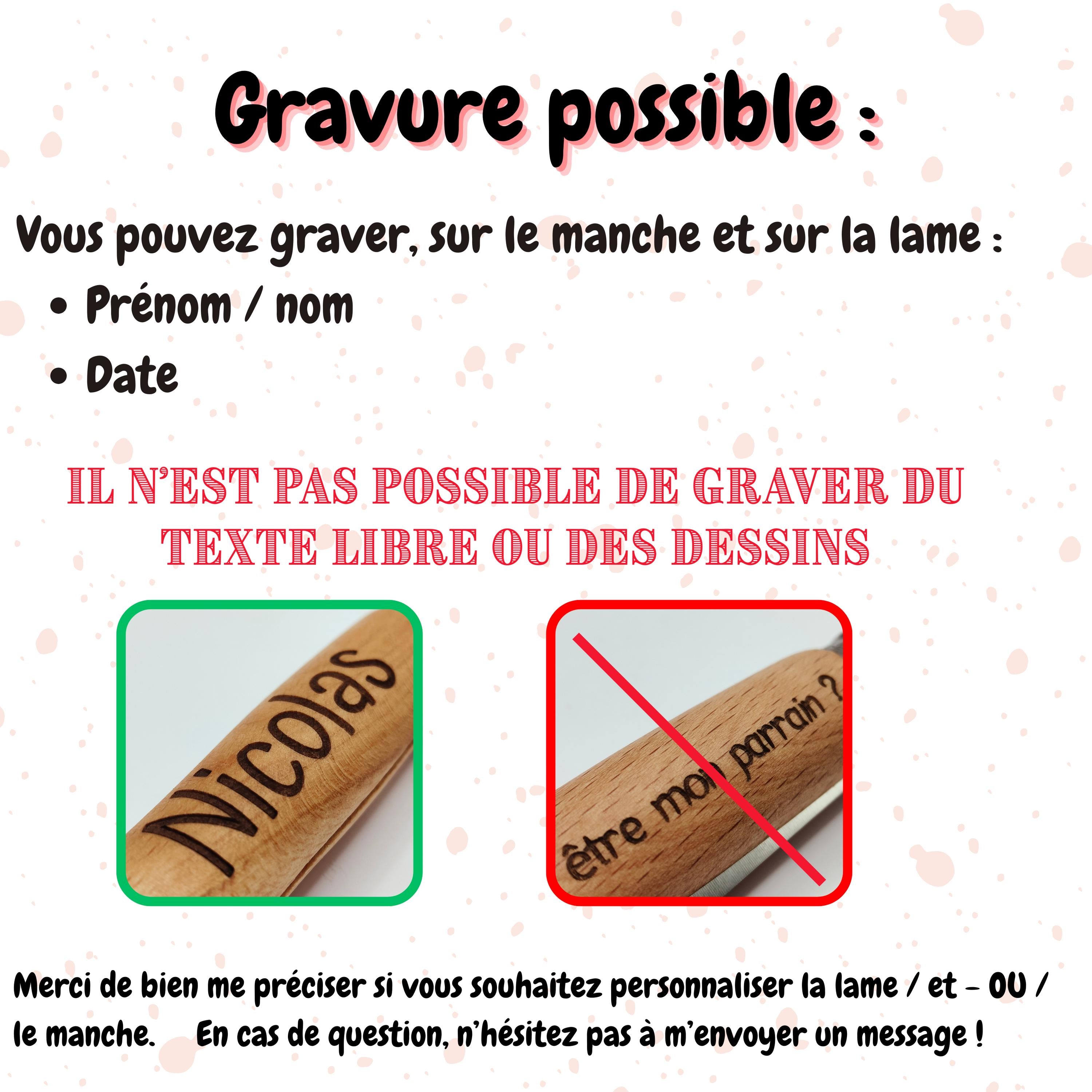Couteau Opinel 7 enfant personnalisé - Mon 1er Opinel personnalisable en bois - cadeau idéal pour enfant avec sa lame a bout rond