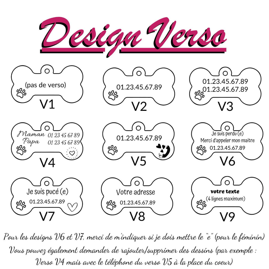 Médaille personnalisée pour chien en forme d'os / Médaille de qualité en inox / Gravure réalisée en France