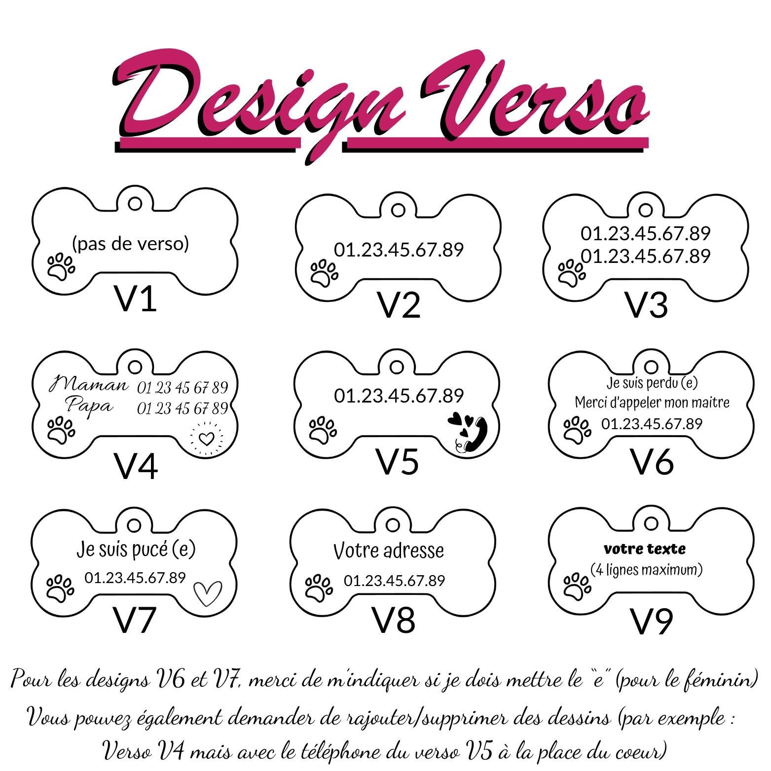 Médaille personnalisée pour chien en forme d'os / Médaille de qualité en inox / Gravure réalisée en France