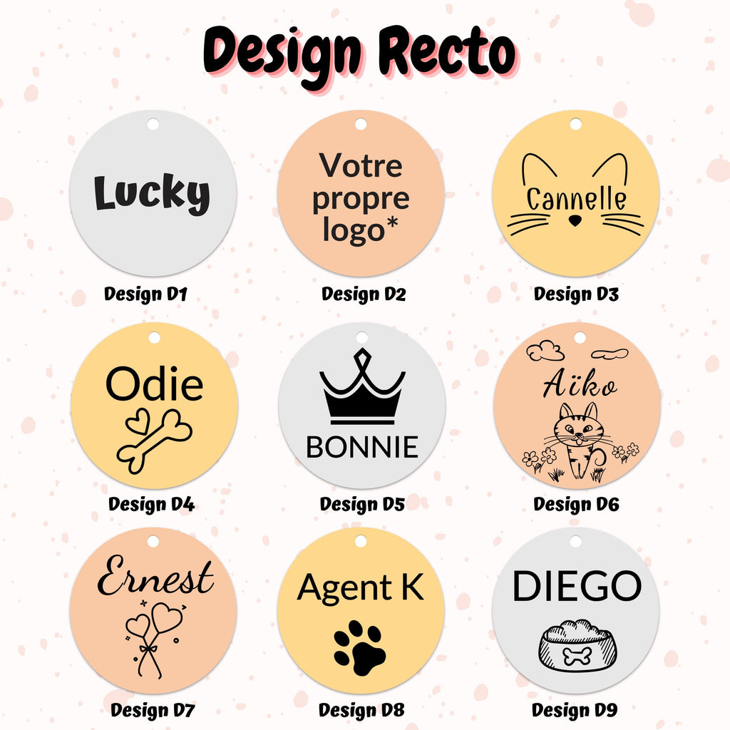 médaille d'identification pour chien et chat, avec numéro de téléphone. Médaille en acier inoxydable. Médaillon personnalisé par gravure.