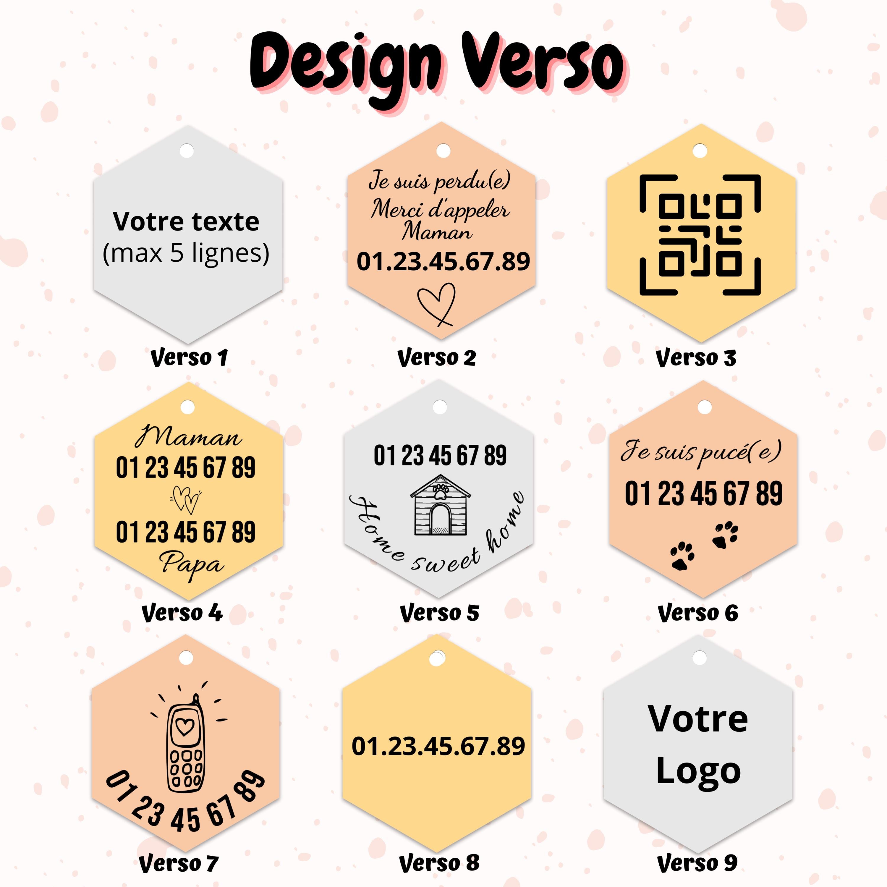 Médaille chien chat personnalisée forme hexagonale – Médaille inox doré or rose – Collier personnalisable avec médaille - gravure laser