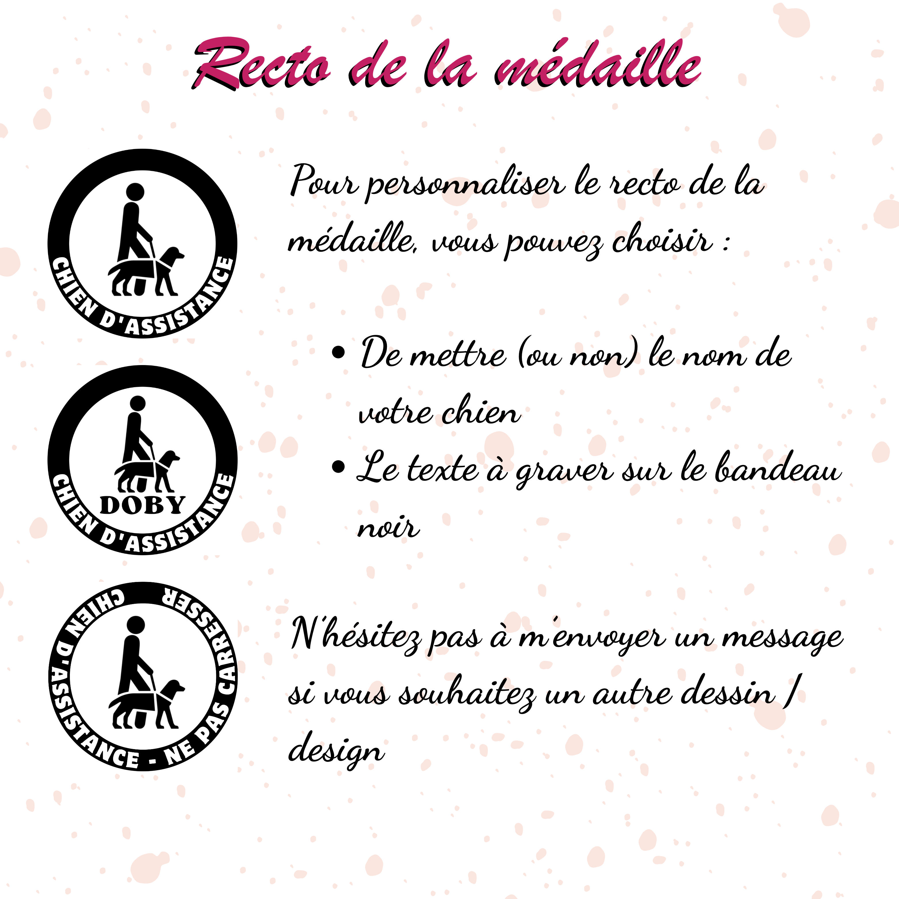 Médaille Chien Guide d'Aveugle en Laiton - Gravure Profonde Inaltérable - Plaque d'Identification pour Chien d'Assistance et de Travail
