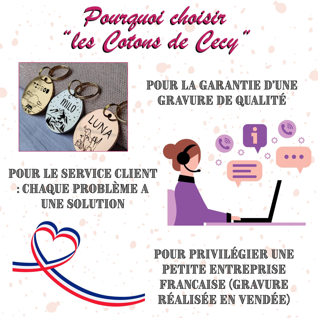 médaille d'identification pour chien et chat avec des design de fleurs - numéro de téléphone - Médaille en acier inoxydable.