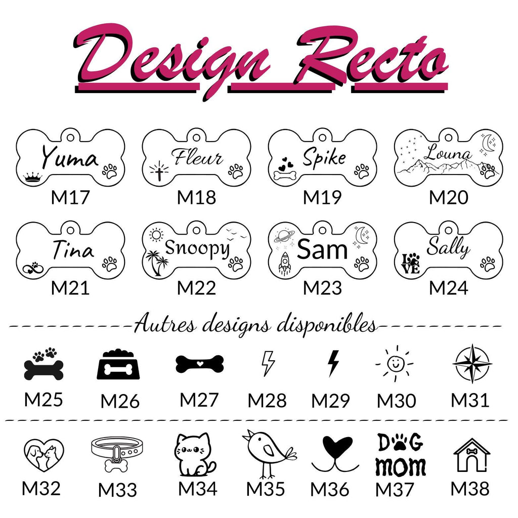 Médaille personnalisée pour chien en forme d'os / Médaille de qualité en inox / Gravure réalisée en France