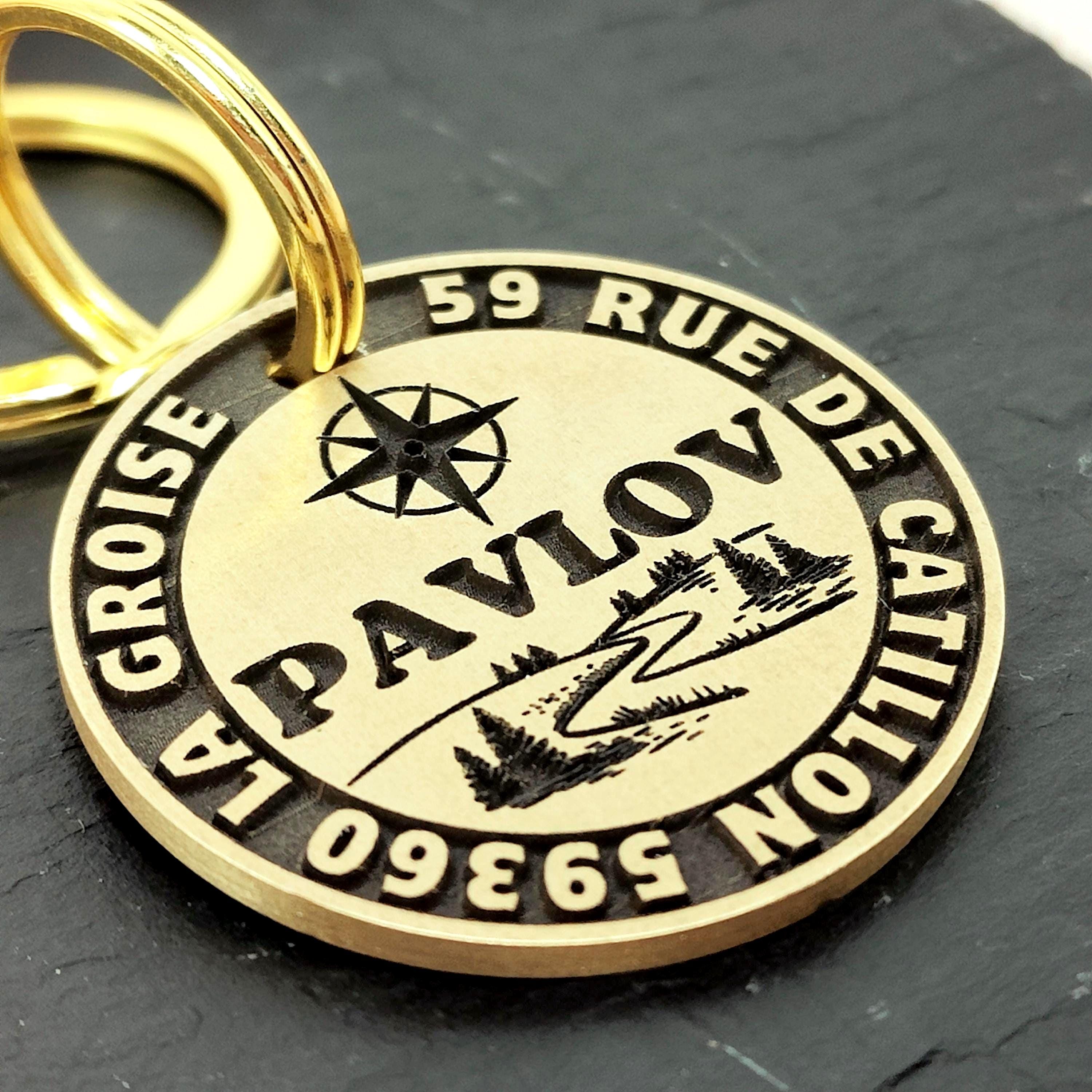 Médaille pour chien et chat personnalisable - En Laiton - Gravure profonde de qualité - Cadeau de noël idéal pour chien et chat