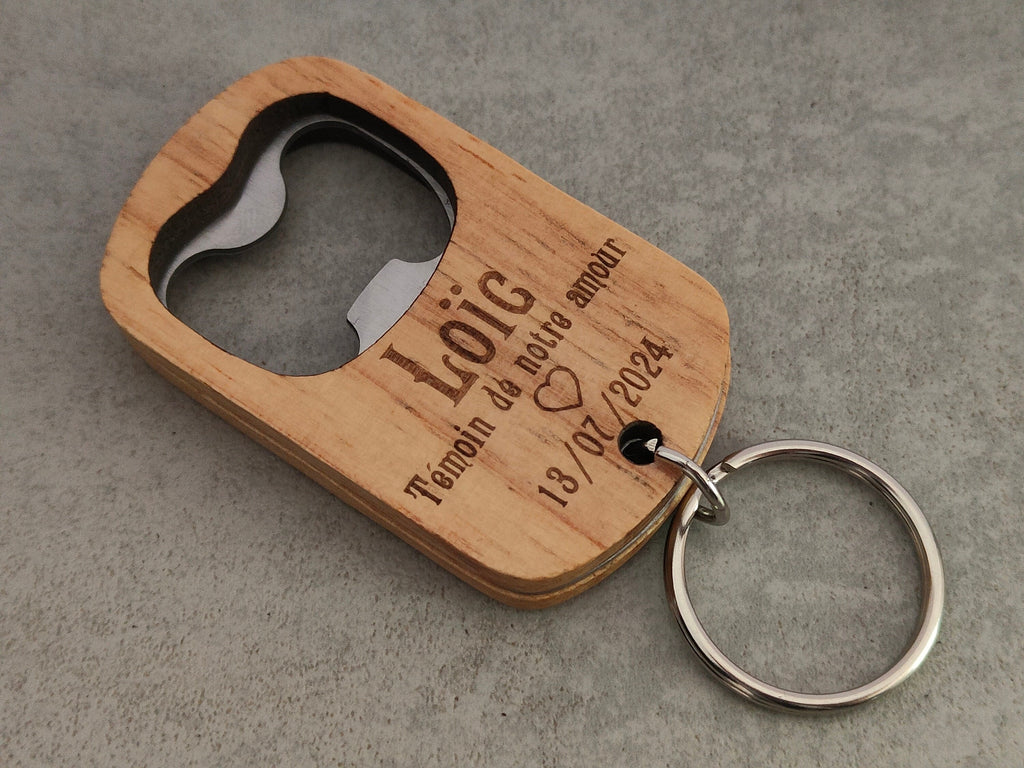 Porte clé en bois personnalisé, décapsuleur personnalisé, porte clés personnalisable, porte-clés, cadeau personnalisé - Cadeau Noël idéal