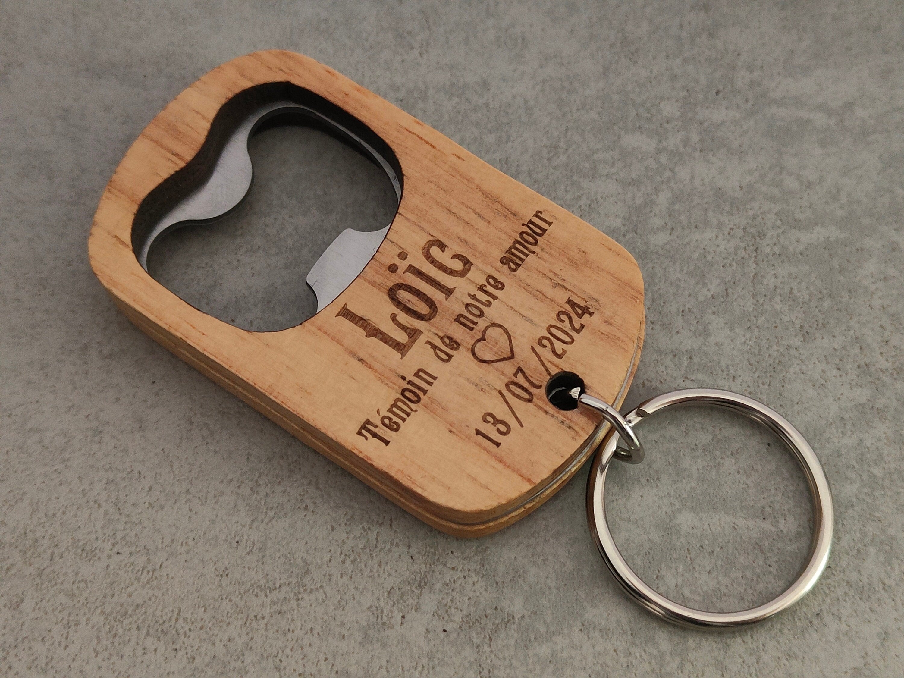 Porte clé en bois personnalisé, décapsuleur personnalisé, porte clés personnalisable, porte-clés, cadeau personnalisé - Cadeau Noël idéal