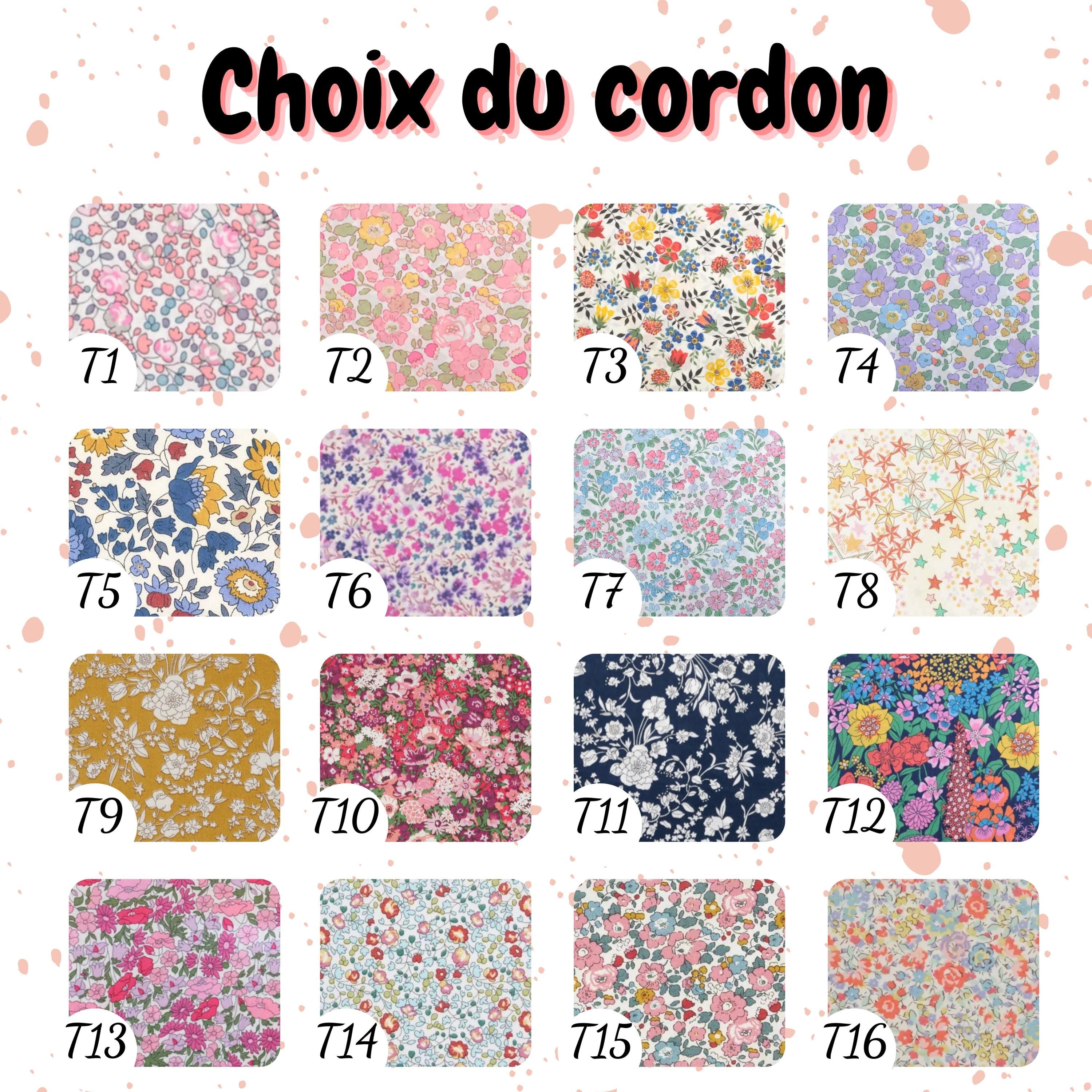 Bracelet personnalisable en coton liberty avec médaille - Reglable par noeud coulissant - Cadeau personnalisé pour noël - Idée cadeau femme