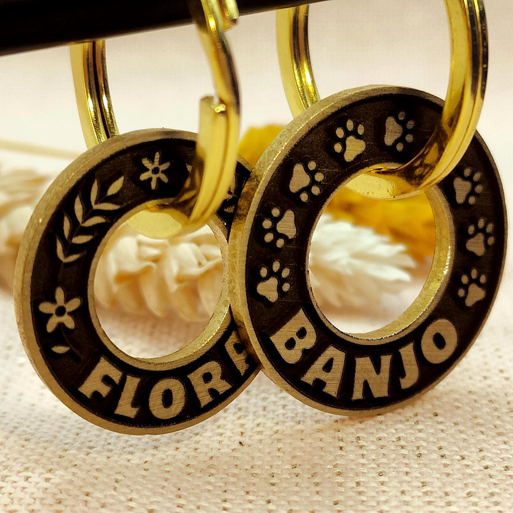 Médaille pour chien ou chat en laiton massif en forme de rondelle / médaille de qualité avec une gravure profonde